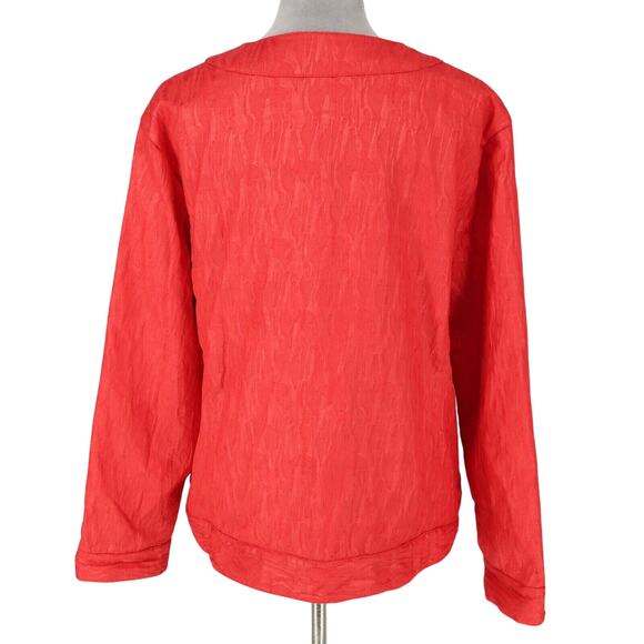 Chicos Jacket 3 Womens XL 16 Orange Brocade Lined Blazer Whimsy Career Office - Picture 2 of 15